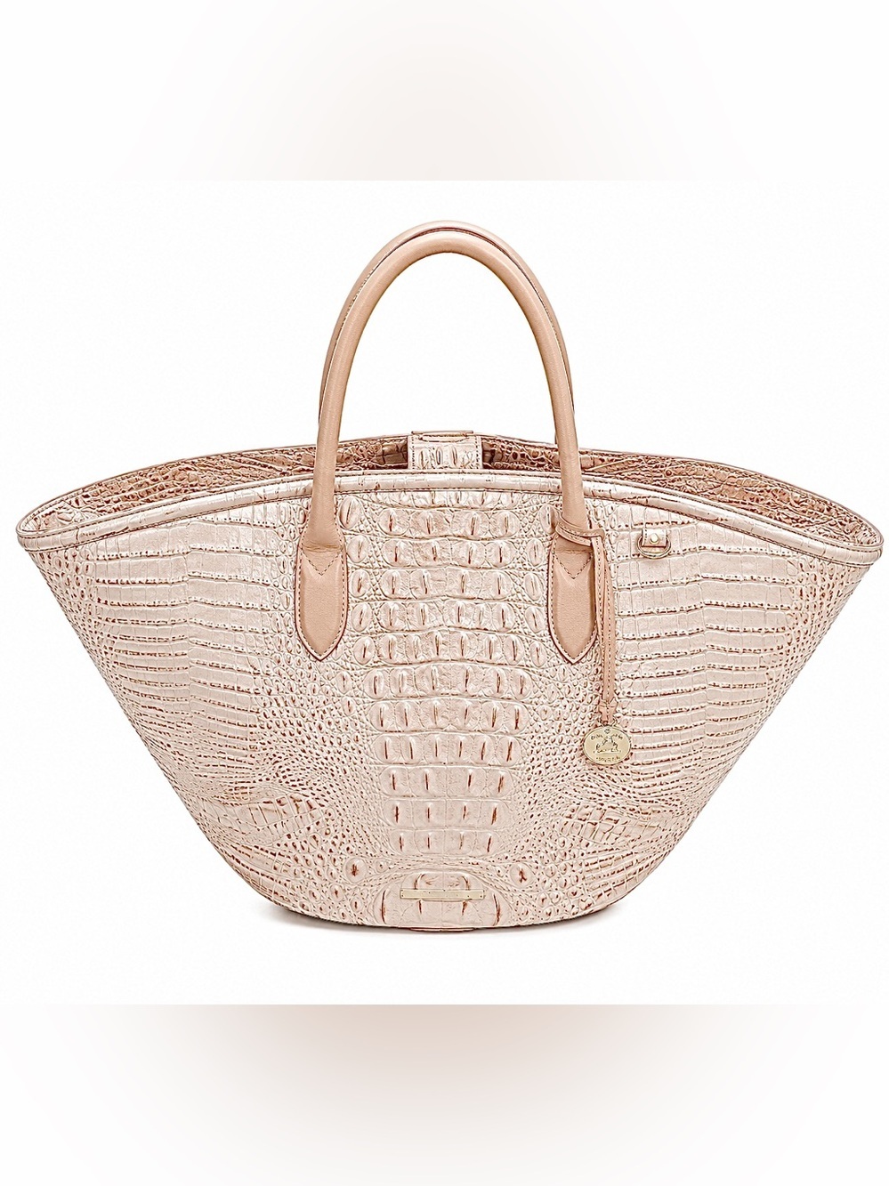 Brahmin Melbourne Mira Croc Embossed Leather Champagne Augustine French Vanilla